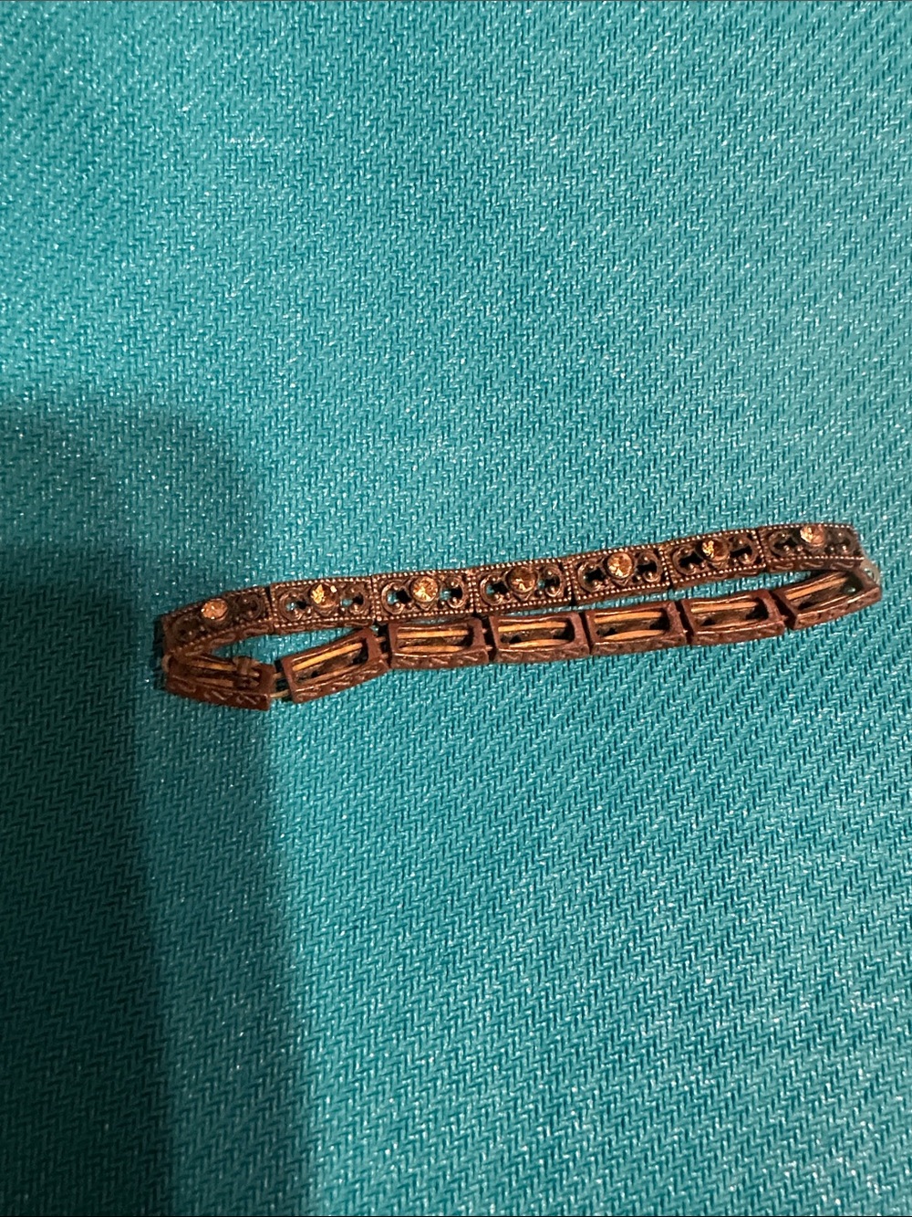 Antique-Style Bronze Crystal Bracelet - Brown